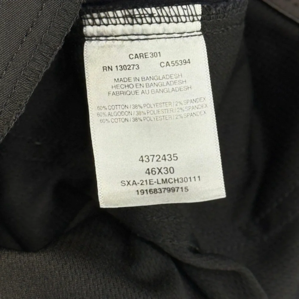 Lee Extreme Comfort Pants Mens 46x30 Black Cotton Blend Straight Chino Gorpcore